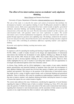 The effect of two intervention courses on students` early algebraic