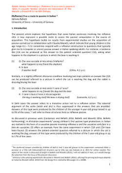 1 (Reflexive)*Si*as*a*route*to*passive*in*Italian.*** Adriana`Belletti