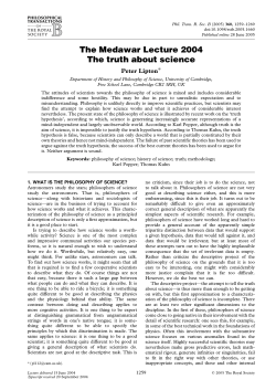 The Truth About Science - Department of History and Philosophy of