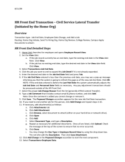HR Front End Transaction – Civil Service Lateral Transfer (Initiated