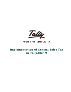 Implementation of Central Sales Tax in Tally.ERP 9