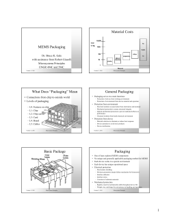 MEMS Packaging Material Costs What Does &ldquo;Packaging&rdquo; Mean