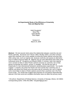 An Experimental Study of the Efficiency of Unanimity Rule and