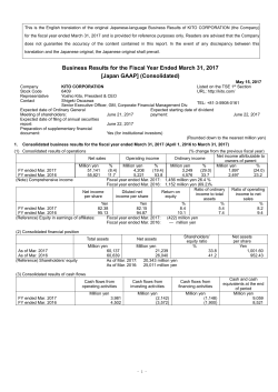Business Results for FY2016