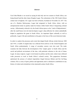 Abstract Cecil John Rhodes is on record as saying he had only met