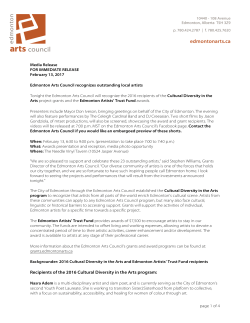 Edmonton Arts Council recognizes outstanding local artists