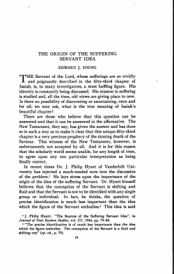 The Origin of the Suffering Servant Idea