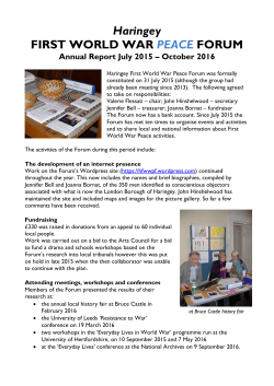 Haringey FIRST WORLD WAR PEACE FORUM