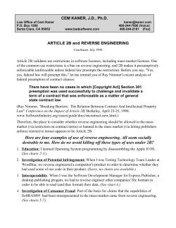 Here are four examples of use of reverse engineering. All seem