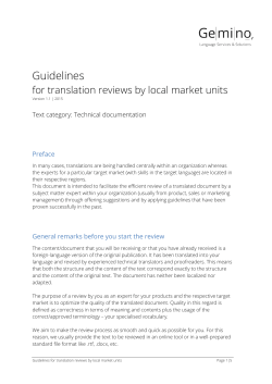Gemino Guidelines for Reviews by Market Units V1.1