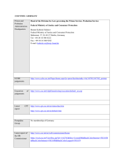 COUNTRY: GERMANY Prison and Probation Administration