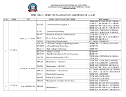TIME TABLE – SEMESTER EXAMINATIONS