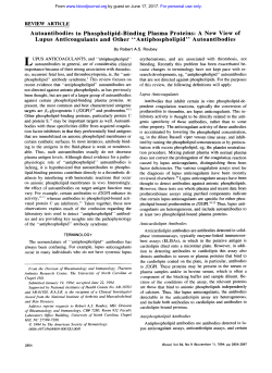 Autoantibodies to Phospholipid-Binding Plasma