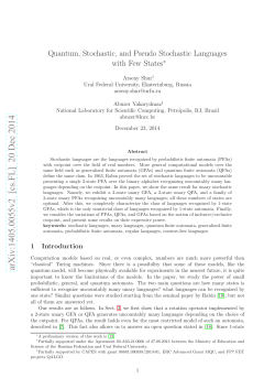 Quantum, Stochastic, and Pseudo Stochastic Languages with Few