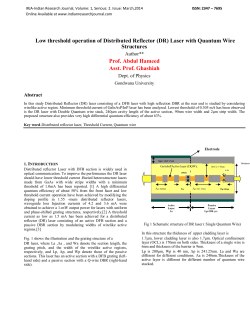 Low threshold operation of Distributed Reflector (DR) Laser with