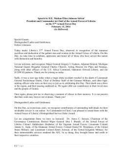 Speech by H.E. Madam Ellen Johnson Sirleaf President and