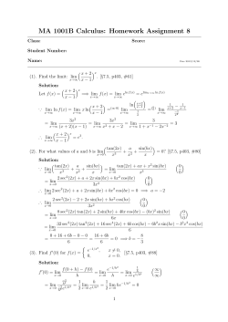 MA 1001B Calculus: Homework Assignment 8