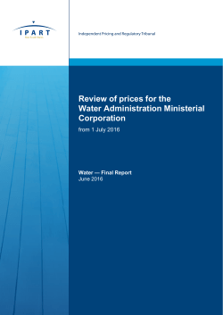 Review of prices for the Water Administration Ministerial Corporation
