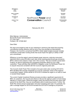 Letter to Bonneville - NW Energy Coalition