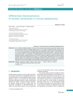 Differential characteristics of anxiety syndromes in clinical adolescents