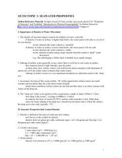 OC202 TOPIC 1: SEAWATER PROPERTIES