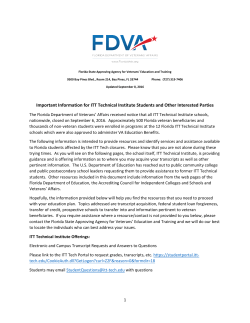 Important Information for ITT Technical Institute Students