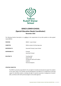 SENCO LOWER SCHOOL - Taikura Rudolf Steiner School