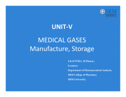 MEDICAL GASES Manufacture, Storage