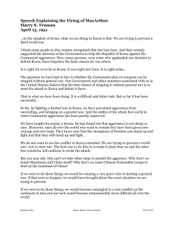 Speech Explaining the Firing of MacArthur Harry S. Truman April 13