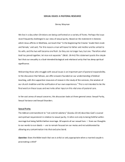 SEXUAL ISSUES: A PASTORAL RESOURCE Denny Wayman We