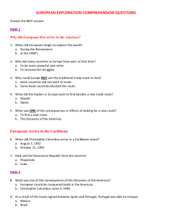 EUROPEAN EXPLORATION COMPREHENSION QUESTIONS