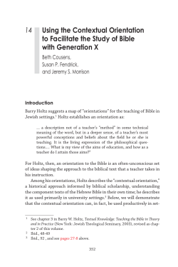 14 Using the Contextual Orientation to Facilitate the Study of Bible