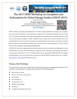 The 2017 ISPRS Workshop on Cryosphere and Hydrosphere for