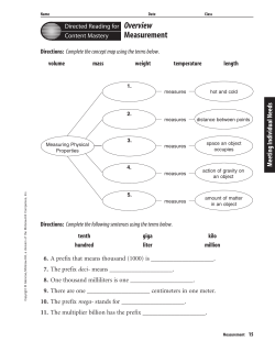 Chapter 2 Resource: Measurement