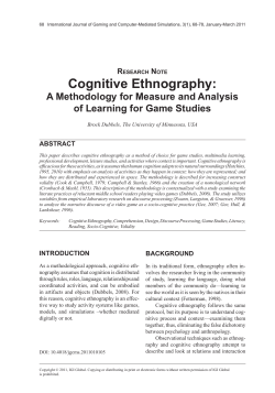 Cognitive Ethnography - Matthew J. Brown`s Courses