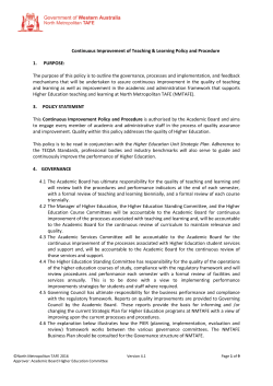 Higher Education Continuous Improvement Policy