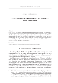 agents and instruments in old czech nominal word formation