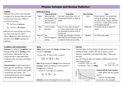 Physics: Isotopes and Nuclear Radiation