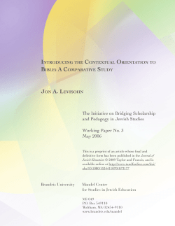 The Initiative on Bridging Scholarship and Pedagogy in Jewish