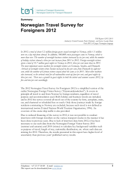 Norwegian Travel Survey for Foreigners 2012