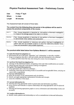 Physics Practical Assessment Task