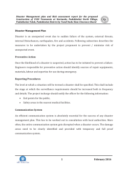 1 February 2016 Disaster Management Plan Disaster is an