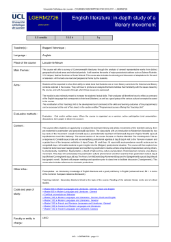 English literature: in-depth study of a literary movement