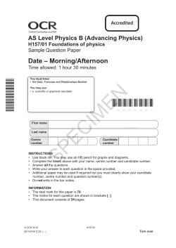 OCR AS Level Physics B (H157/01): Foundations of physics &ndash; SAM