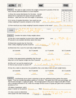 The table at right contains the weights (measured in pounds) of the