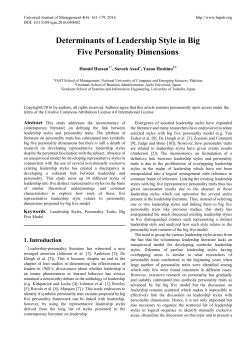 Determinants of Leadership Style in Big Five Personality Dimensions