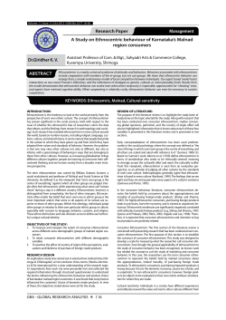 A Study on Ethnocentric behaviour of Karnataka`s Malnad region
