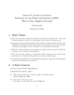 Summary of von Fintel and Iatridou (2008): &ldquo;How to Say Ought in