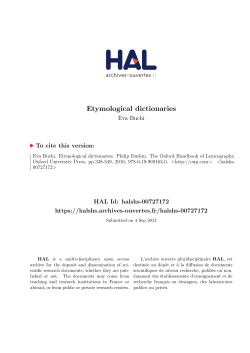 Etymological dictionaries - Hal-SHS