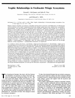 Trophic Re ationships in Freshwater Pe agic Ecosystems